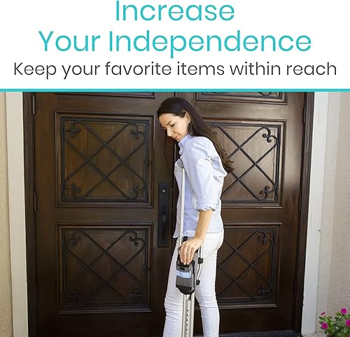 Miniatura 7 de Vive Bolsa de accesorios para muletas y cojines de agarre de mano, bolsa premium resistente al agua para muletas, con soporte para bebidas, 3