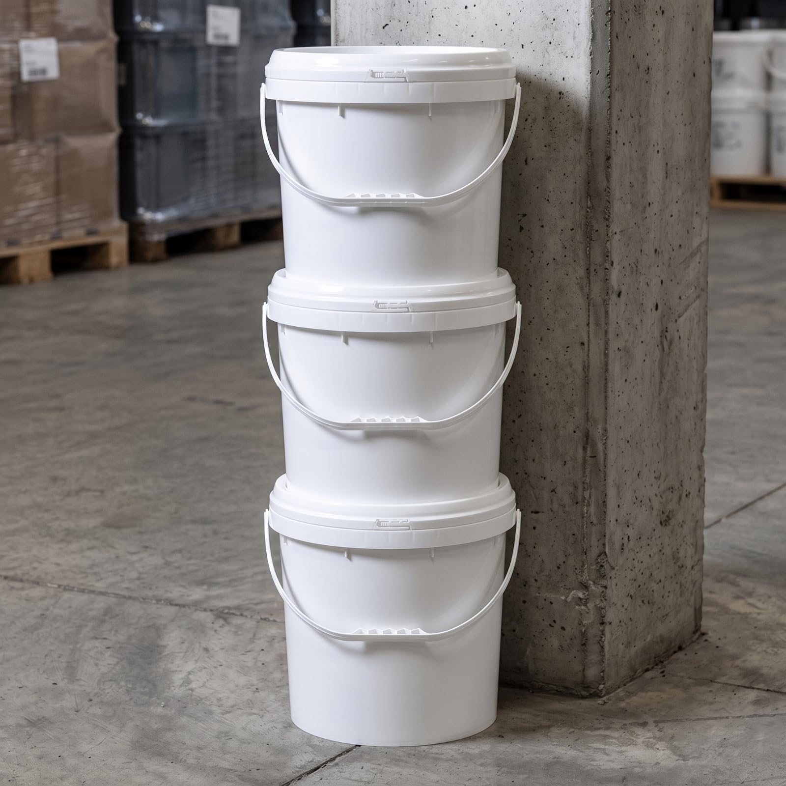 Contenedor Químico Cubo Balde Recipiente con Tapa Hermética de PP Resistente y Asa Curvada Cierre Seguro y Transporte Cómodo Adecuado para Talleres Almacenes Laboratorios