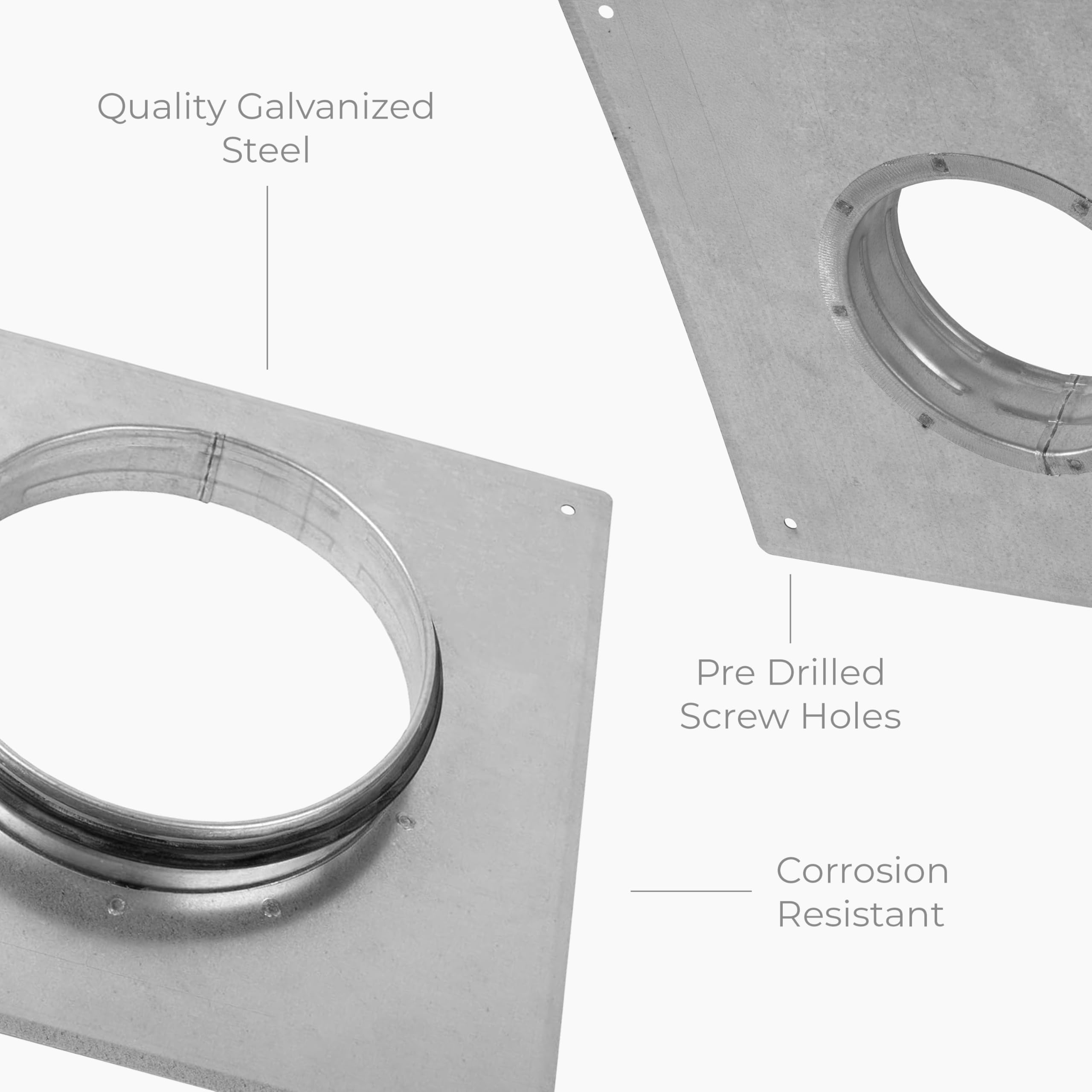 Soporte de pared y techo de 6 pulgadas – Brida de conector de conducto con sello de goma EPDM – Placa adaptadora para tubos redondos – Resistente a la corrosión – Ideal para extractores,