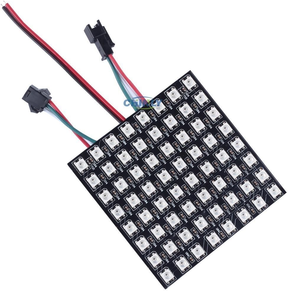 CHINLY 8x8 64 Pixels WS2812B LED Programmed Panel Screen Digital Flexible Individually Addressable DC5V