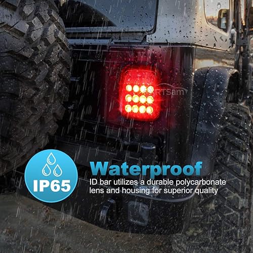 Miniatura 9 de Partsam 2 luces traseras LED, 16 LED, combinación de luces traseras de freno de freno y marcha atrás, 12-5050, rojo 4-5050, lente ahumada blanca,