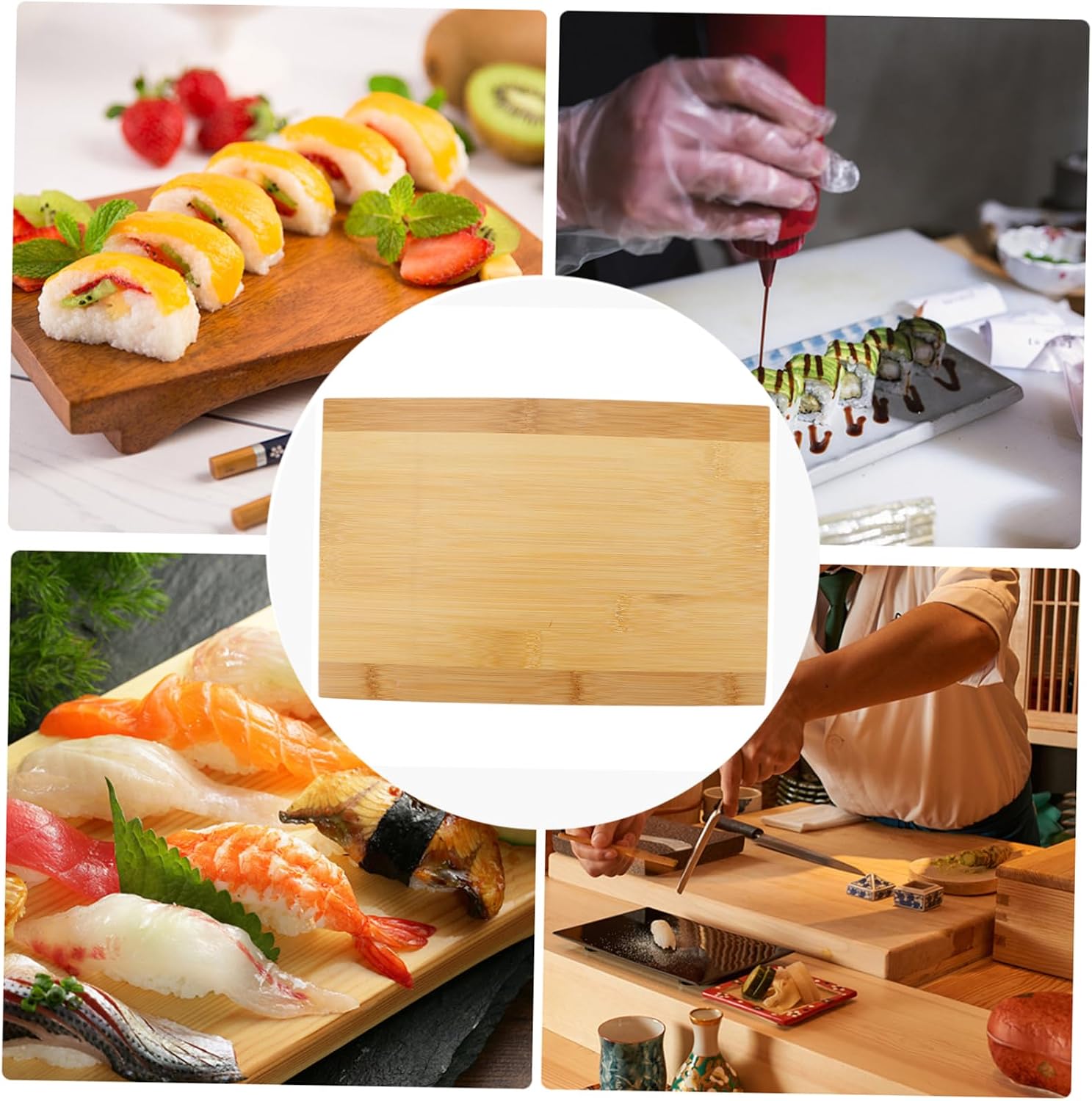Ipetboom Creative Japanese Sushi Tray Medium Dual Color Sashimi Serving Plate for Home Restaurant Hotel Food Display and Gift