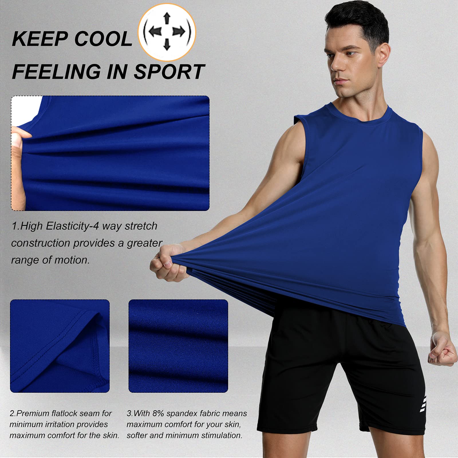 Camisetas de Tirantes Hombre Chaleco Deportivo Entrenamiento Camiseta sin Mangas Deportivas Fitness Verano para Deporte Gimnasio Correr Fútbol y Ciclismo