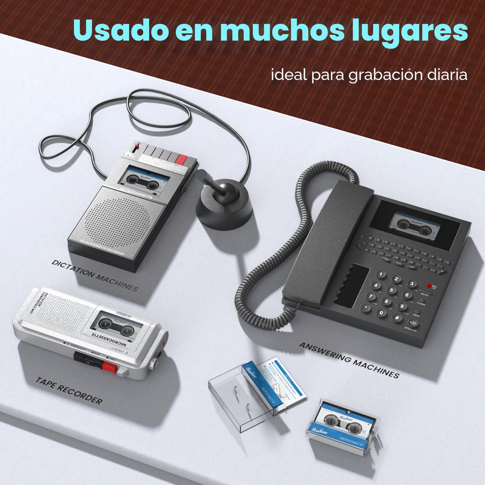 Reshow Cintas de Microcasete Vacías para Dictado: Cintas de Microcasete para Grabación MC de 60 Minutos, Adecuadas para Conferencias y Seminarios, 3 Unidades