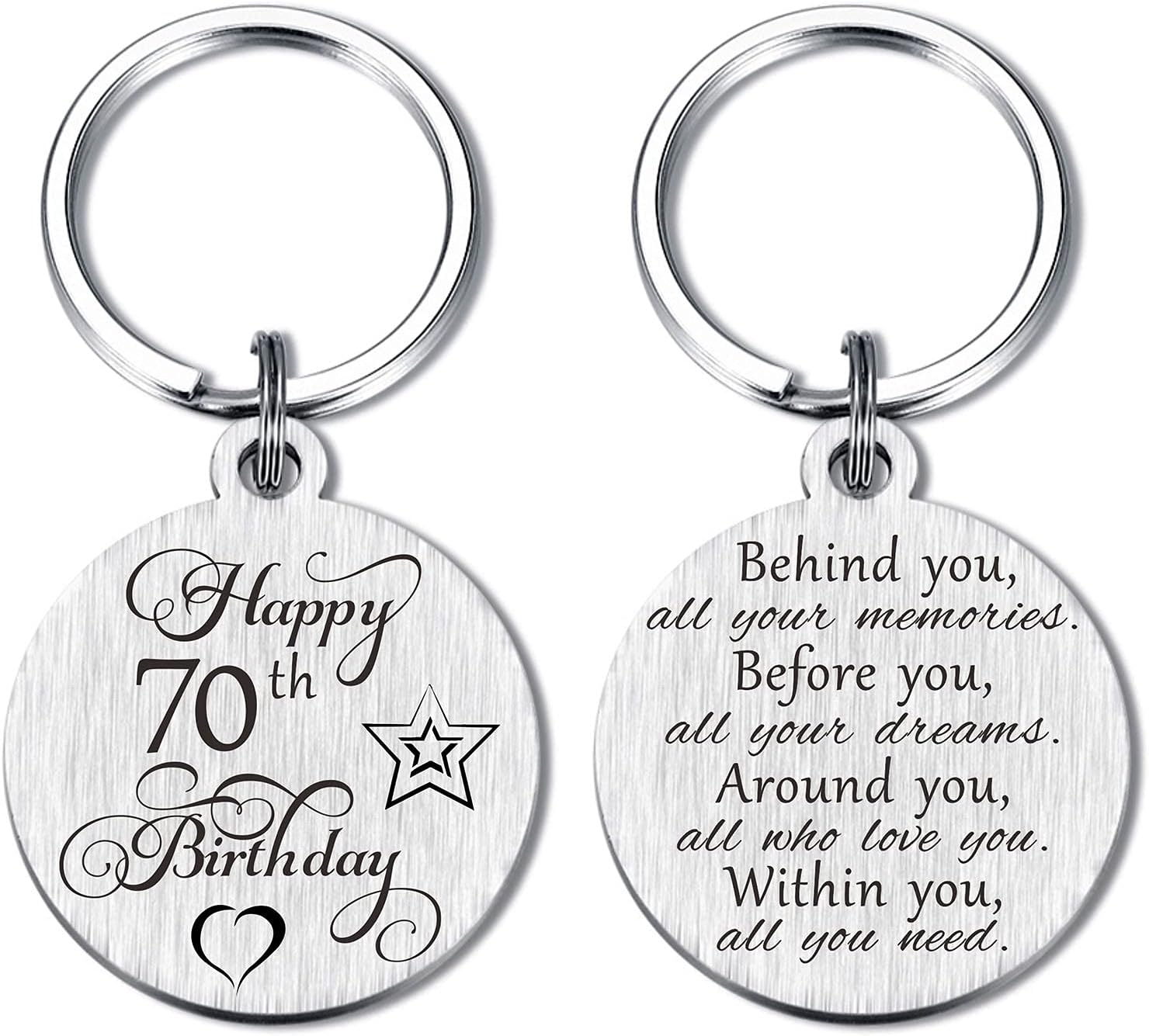 Laluminter Happy Birthday Gifts Keychain Presents for Girls Women Boys Men, Double Sides Engraved