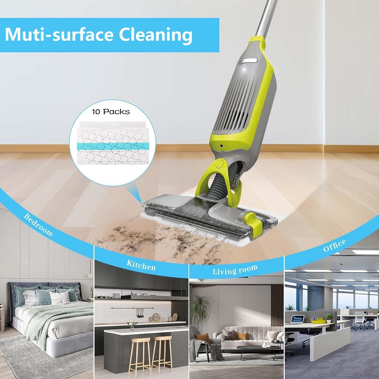 Produktbild von 10x Ersatz-Wischpads Für Shark VACMOP VM250, VM251, VM252, VM200 – Einweg, Mikrofaser, Für Hartböden