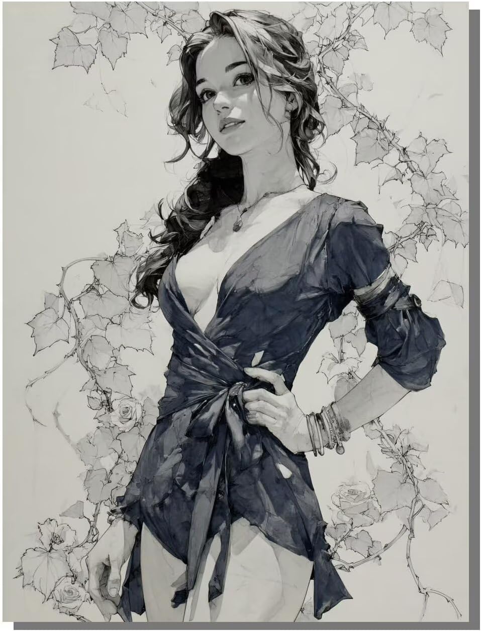 数字油絵 女性 ペイントバイナンバー 絵画 DIY Paint by Numbers 数字キット塗り絵 手塗り 絵 デジタル油絵 (