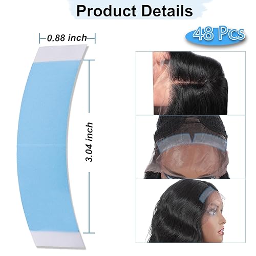Miniatura 2 de Kachanaa 60 piezas de pegamento de encaje impermeable de doble cara para peluca de encaje frontal, removedor de extensión de cabello con cinta de