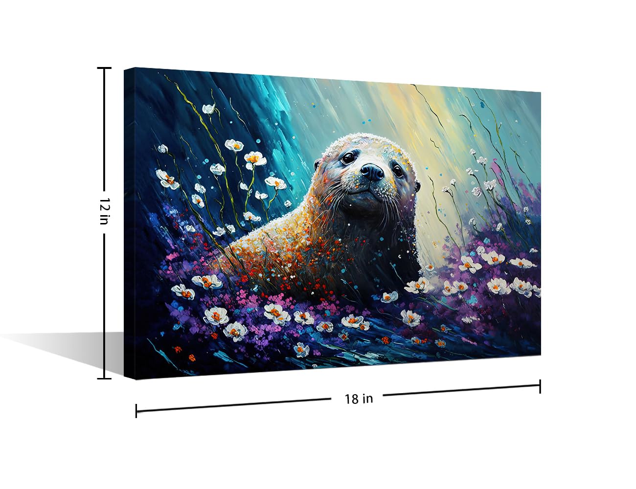 TISHIRON Canvas Wall Art Cute Little Seal Cub Prints Animal Smile Face Painting for Home Office Children Room Wall Decoration Stretched Ready to Hang 18 x12Inch - Image 2
