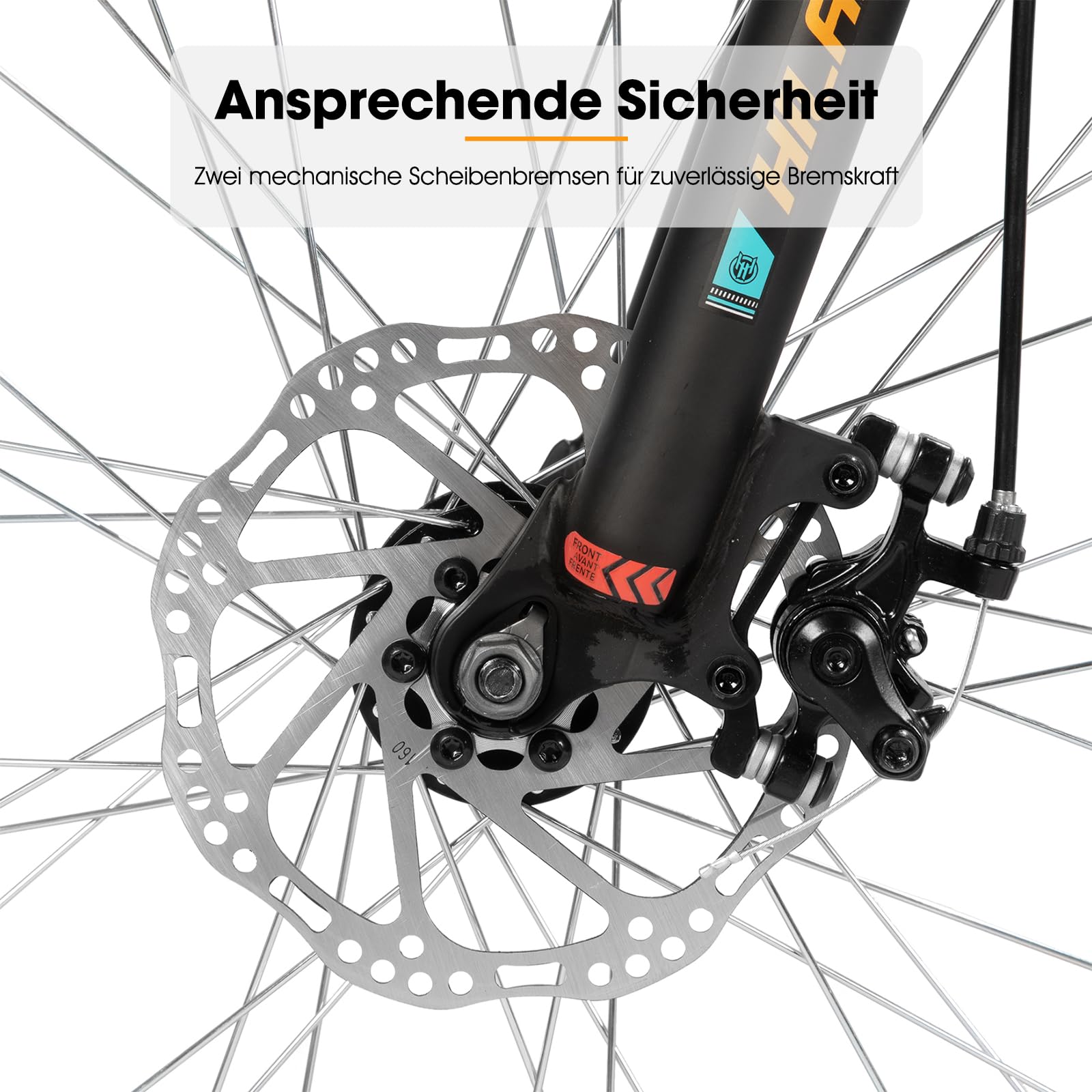 Hiland Mountainbike 26/27,5 Zoll, 18 Gang Herren und Damen MTB mit Doppelte Scheibenbremsen, 26 Zoll Mountainbike für Erwachsene mit Federgabel, MTB für Männer und Frauen, Orange/Gelb