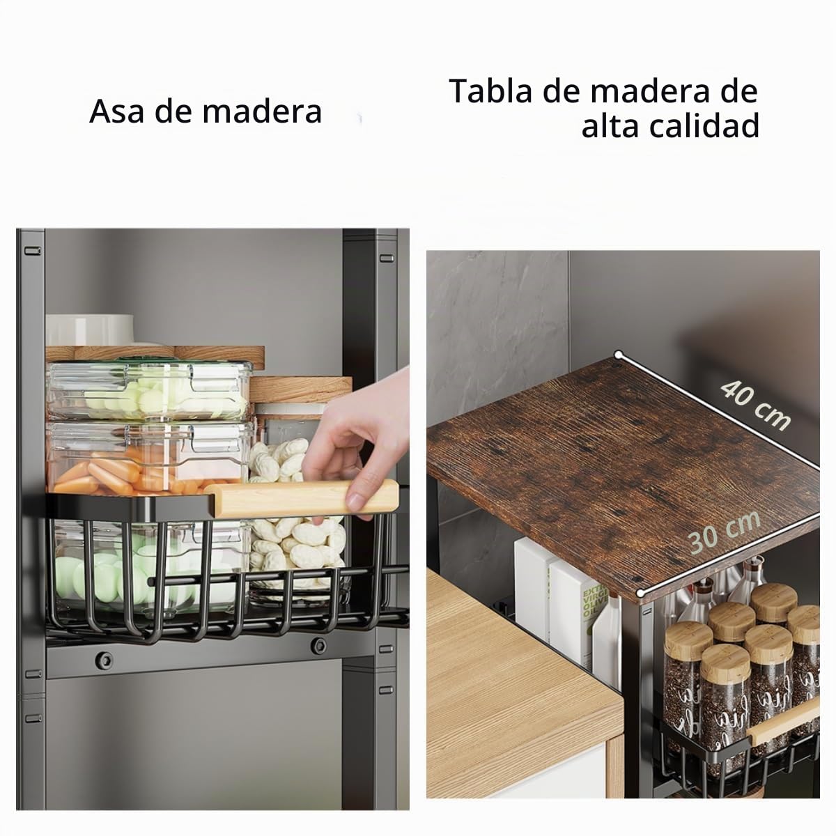 Canastas de alambre de metal con ruedas, contenedores de almacenamiento apilables, estante organizador de cocina, carrito de frutas y verduras de múltiples niveles, estante estacional para