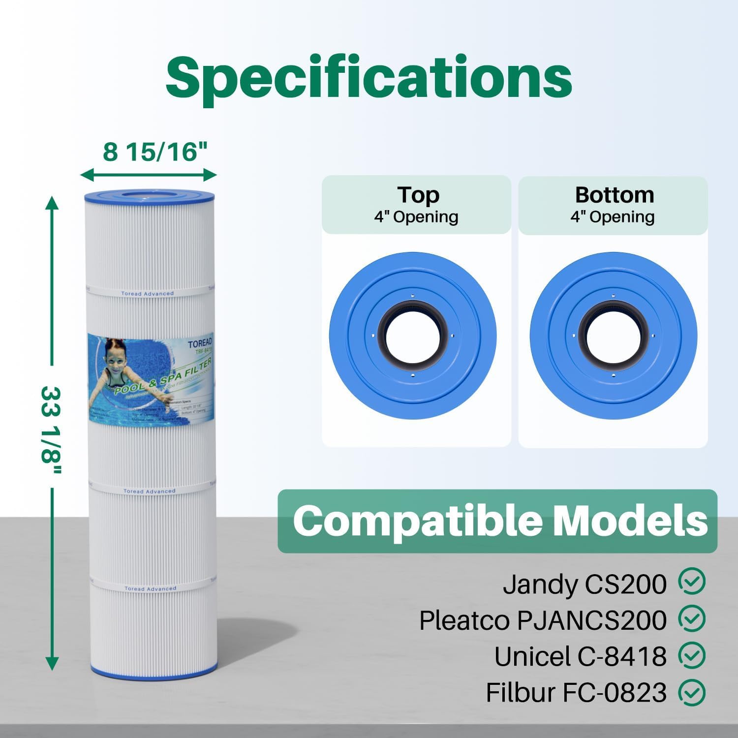 Poolzilla Ersatz-Filterkartuschen Für Jandy CS200, Unicel C-8418 & Mehr – 2 Stück, Für Kristallklares Poolwasser