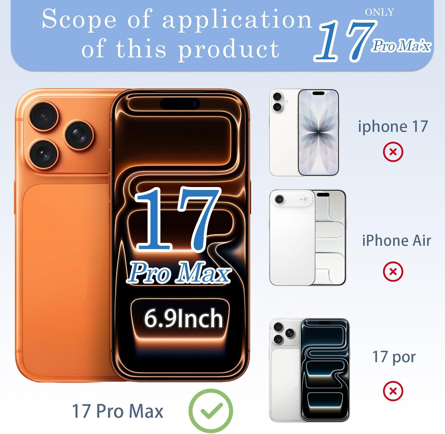 Back Glass Replacement with Metal Support Frame & Wireless Charging for iPhone 17 Pro Max (6.9-inch,Cosmic Orange) & Includes Replacement Tools