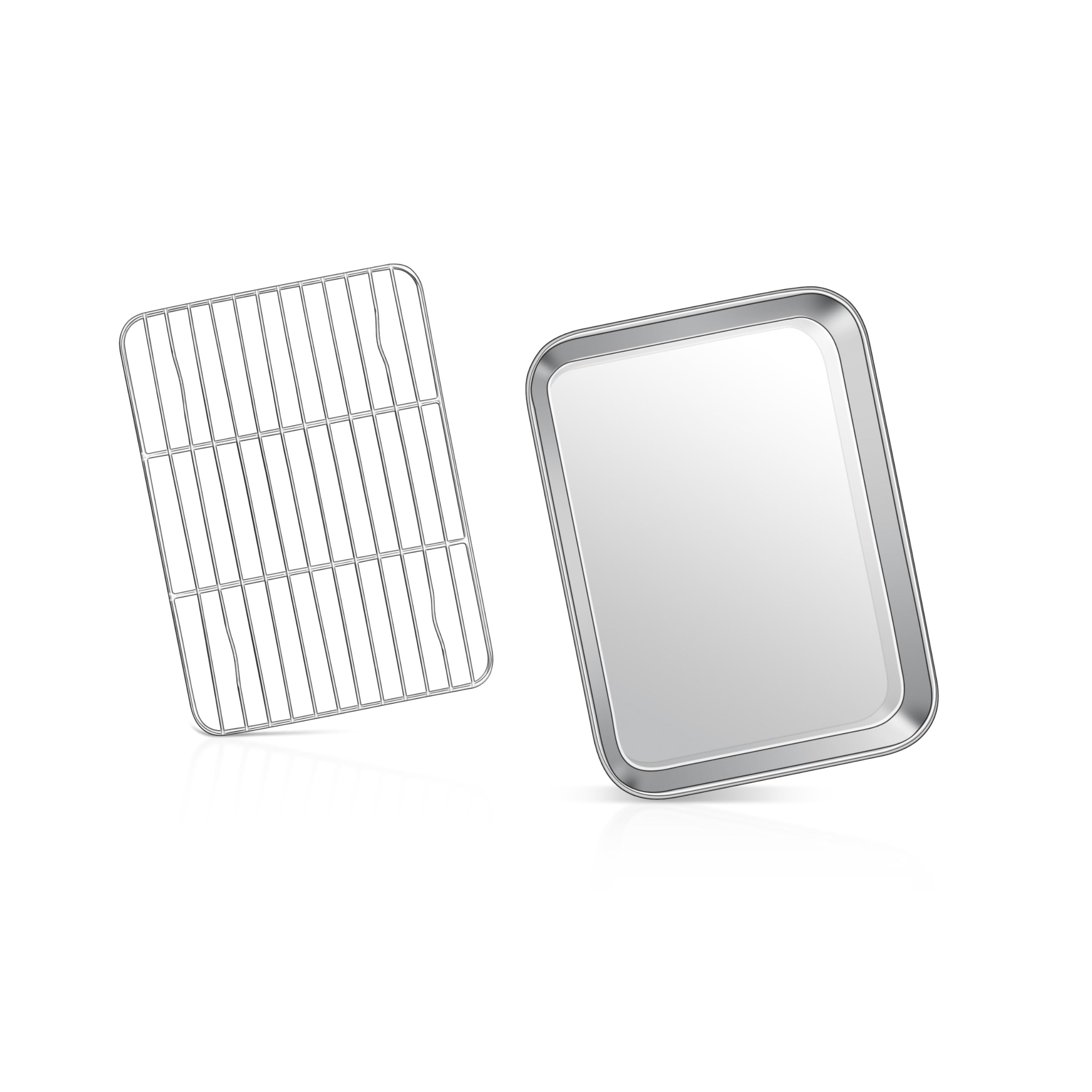 9 Inch Baking Sheet Pan with Rack Set, Joyfair Stainless Steel Toaster Oven Pans Tray & Cooling Racks for Cookie/Jelly Roll/Bacon/Meat, Commercial Metal & Rust-free, Dishwasher Safe