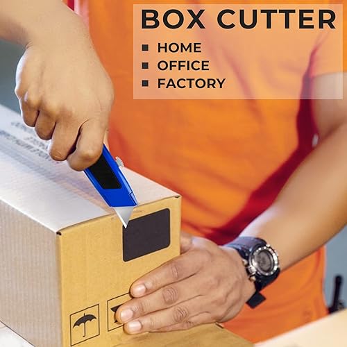 Miniatura 8 de Paquete de 2 cortadores retráctiles, cuchillo utilitario resistente con 10 cuchillas SK5 y bloqueo de seguridad, navaja portátil para el hogar y la