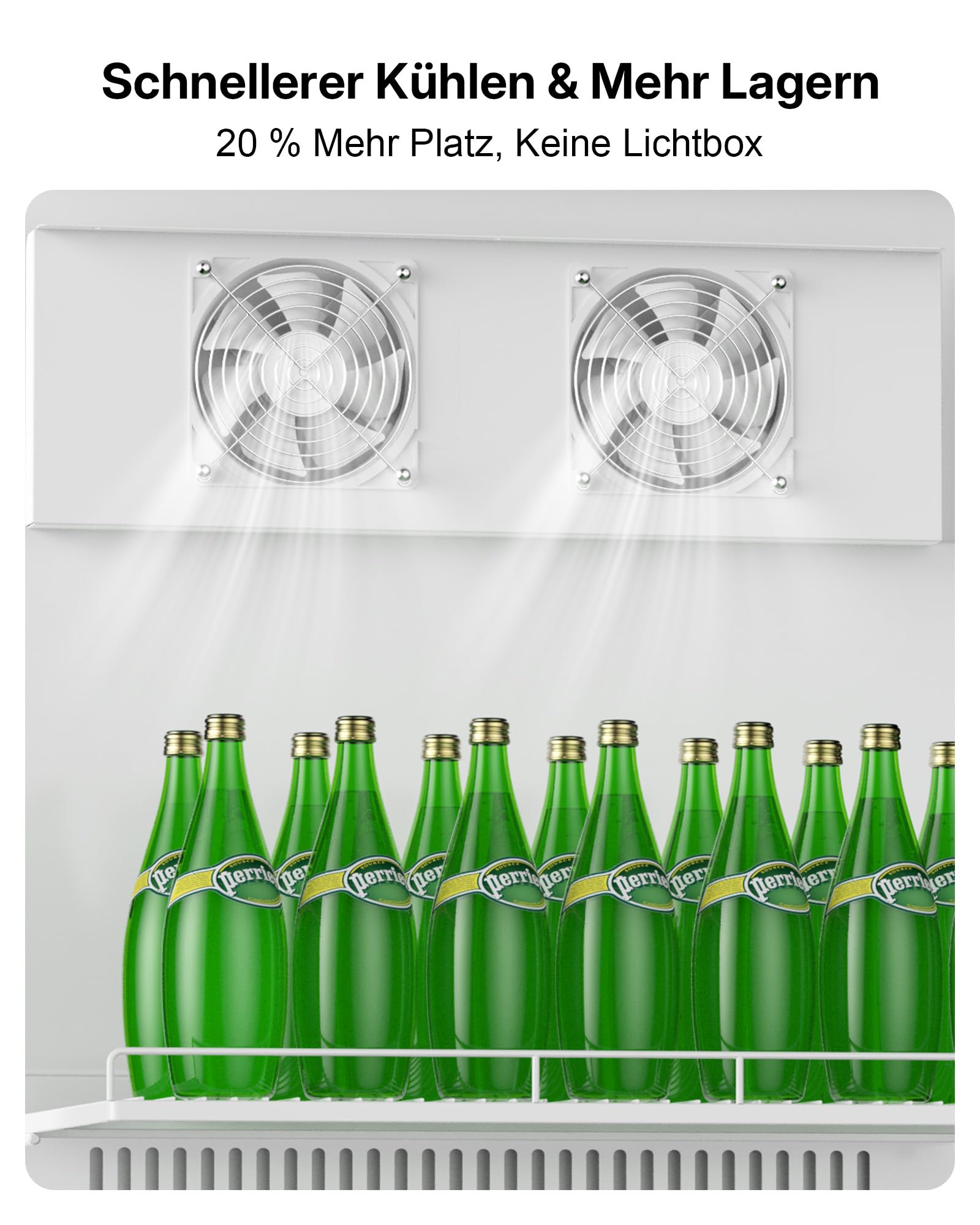 Upstreman 345L Getränkekühlschrank mit Glastür, LED-Beleuchtung, höhenverstellbaren Regalen, Sicherheitsschloss, Lenkrollen, D345 Schwarz