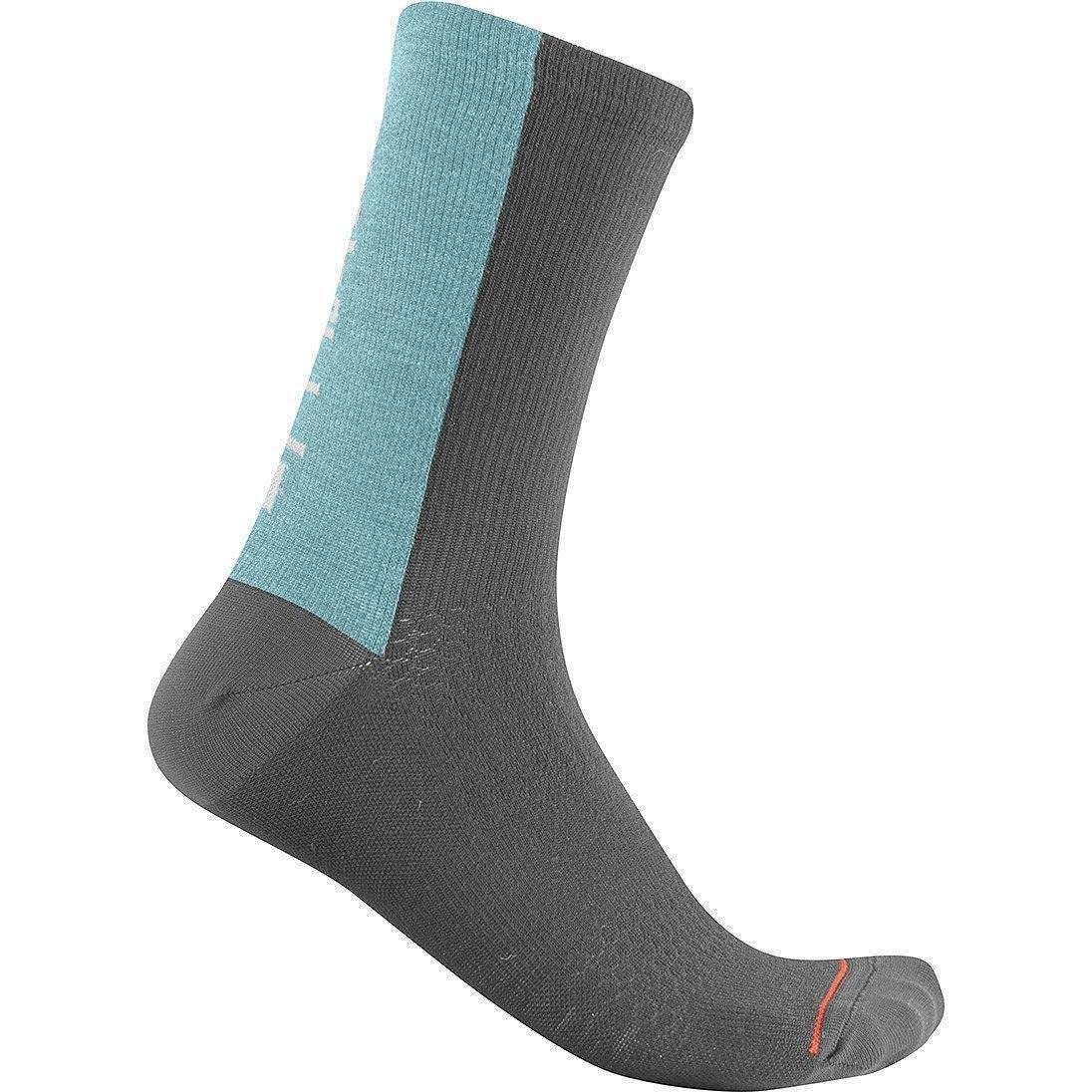 castelli Bandito Wool 18 Sock Unisex Adult Socks, unisex_adult, Socks, 4520540, Dark Gray Celeste, S/M