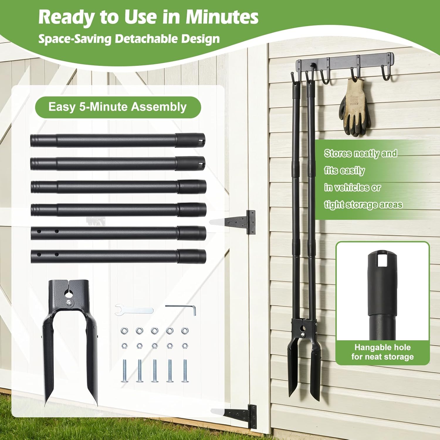 Post Hole Digger, 54” Manual Plant Hole Digging Tool for Gardening, Soil Plugging, Cultivating, Weeding,Heavy Duty Metal Holes Digger Tool with Sharp Blade for Fence Installation Bulbs Planting