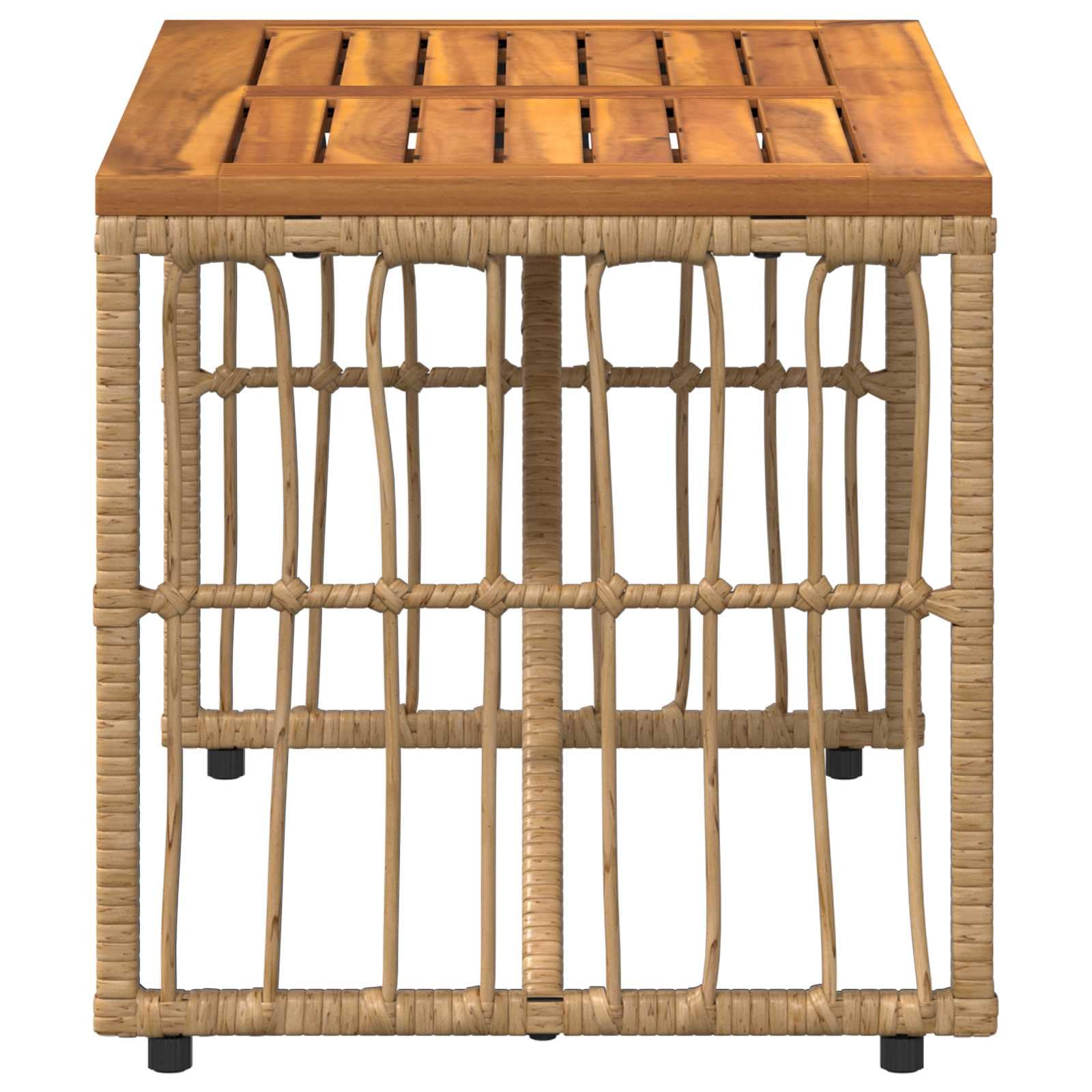 Zewnętrzny stół ogrodowy naturalny z olejowanym blatem z drewna akacjowego, 80 x 40 x 40 cm, stalowa rama, odporny na warunki atmosferyczne, na taras, balkon, patio, idealny jako stolik