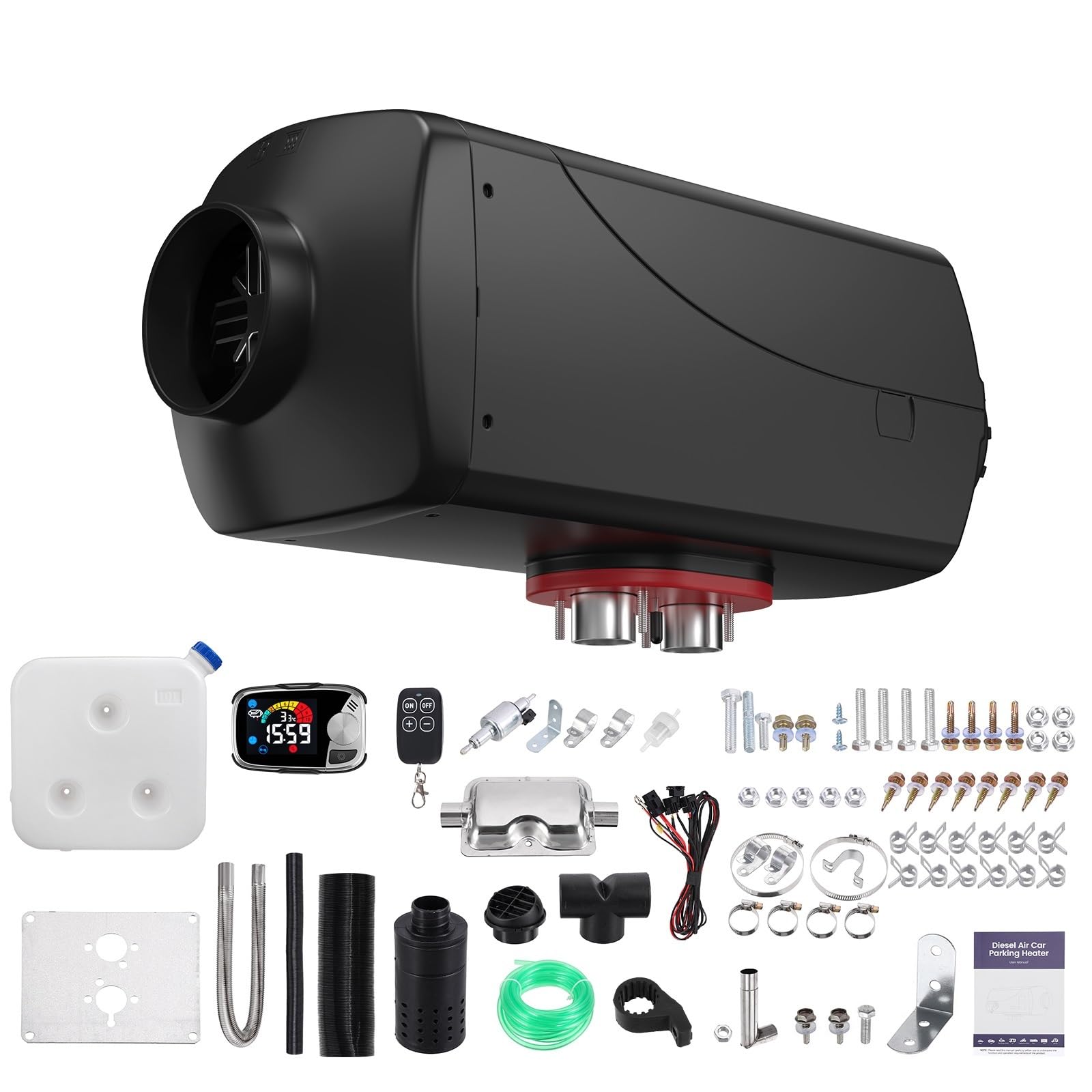 KROAK 12V i 24V 5-8 kW podgrzewacz powietrza na olej napędowy do samochodu, zbiornik 10 l, ekran LCD, Bluetooth, pilot zdalnego sterowania, transmisja głosowa(Upgraded Version)