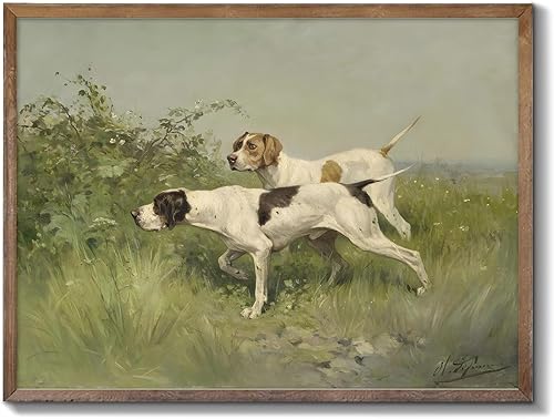 XOCUUI Arte de pared sin marco para sala de estar, diseño retro de perros gemelos, decoración de pared del hogar, arte ecléctico vintage, paisaje,