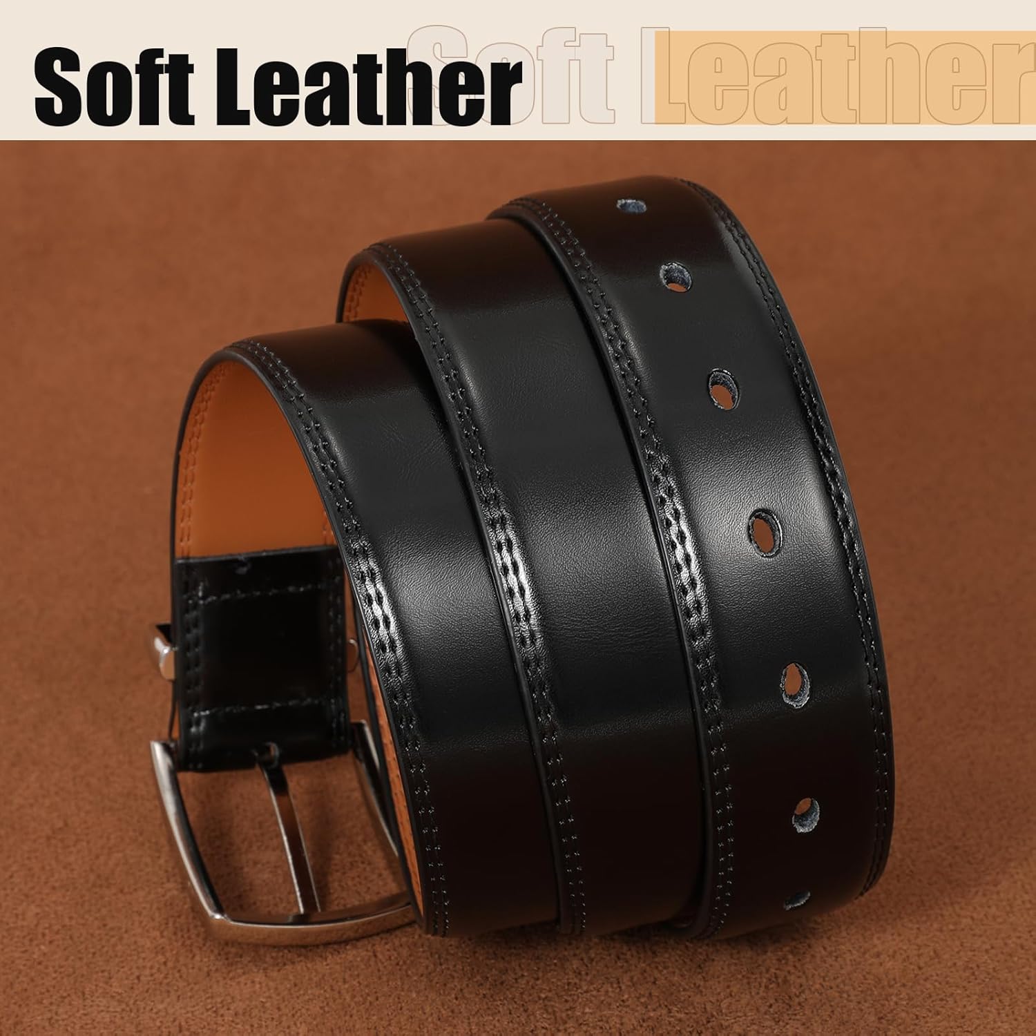 TEAMMAO Ceinture Homme Cuir Ceintures Noir Grande Taille 110CM-200CM Affaires Jeans Pantalon De Travail Ceinture 3,8CM De Large Avec Boîte Cadeau.(Marron,Taille 85-90cm(Longueur Ceinture 110cm