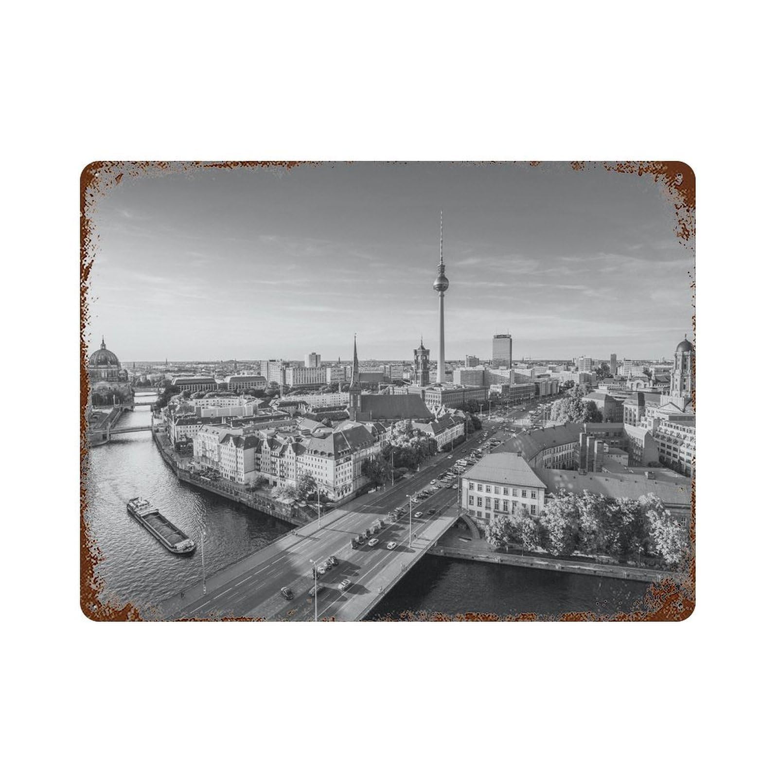 xiaoxiaoshen Black And White Berlin Photo Decor Germany Wall Decor Art Metal Tin Poster Modern Home Decor Art Home Bar Shop Decorations Vintage Sign 30x40cm