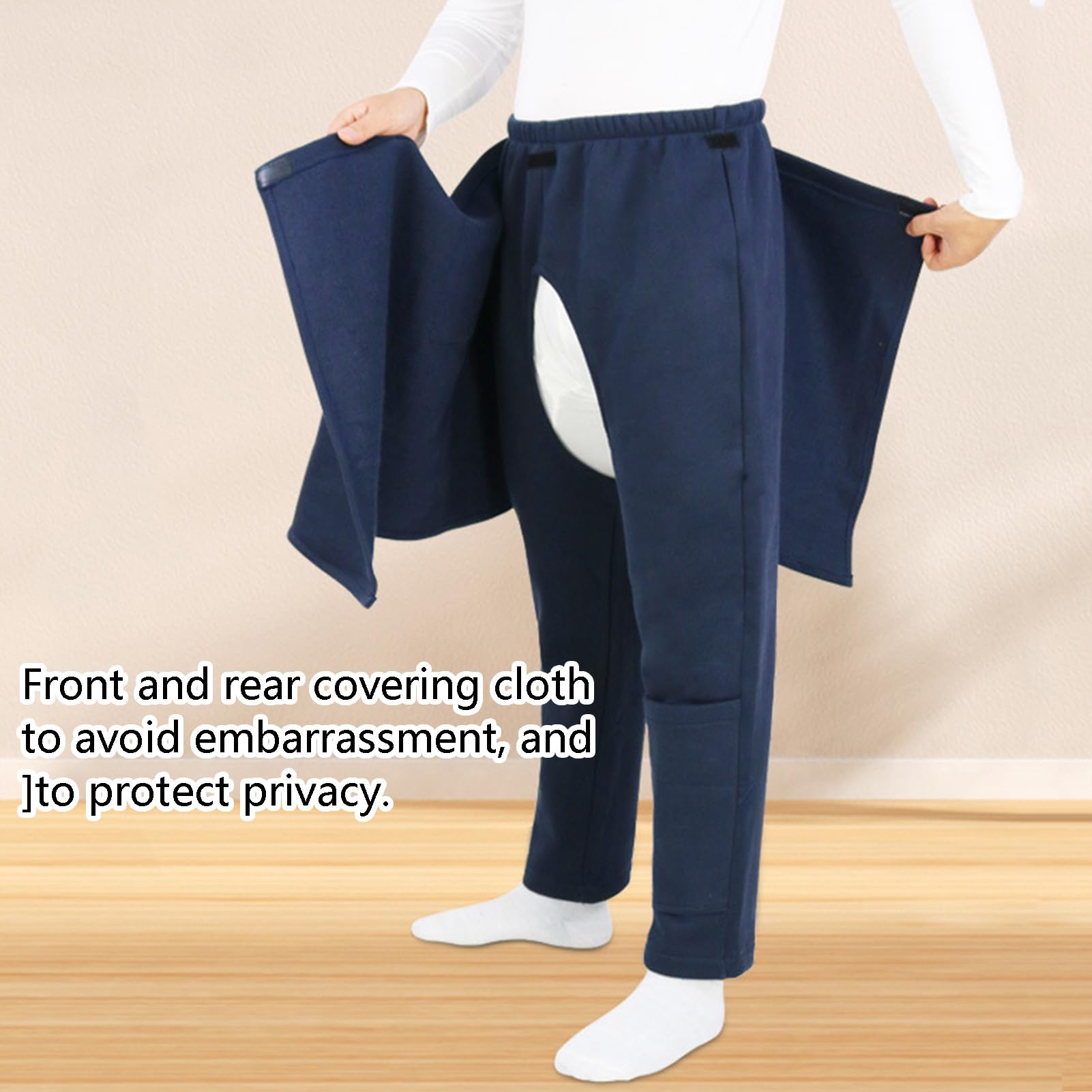 Pantalon À Ouverture À l'entrejambe pour Les Patients Alités, Long Johns De Soins pour Incontinence avec Tissu Couvrant À l'avant Et À L'arrière