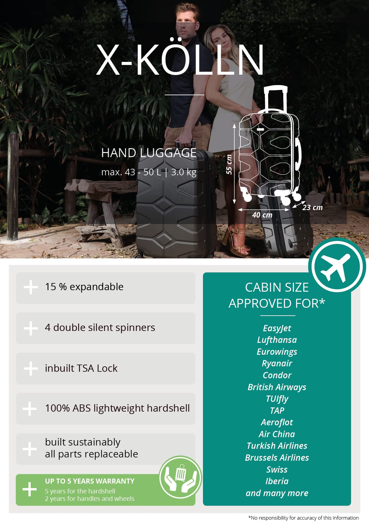 HAUPTSTADTKOFFER - X-Kölln - Equipaje de Mano Extensible, ABS, TSA, 55cm, 50L, Camuflaje