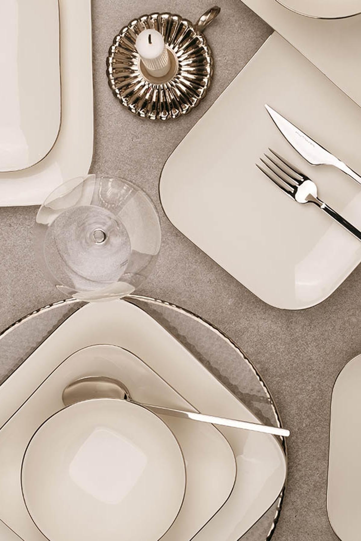 Elegante juego de cena de 51 piezas, 100% porcelana, color crema, incluye platos de servicio, bolos, platos, perfecto para ocasiones especiales y cenas diarias
