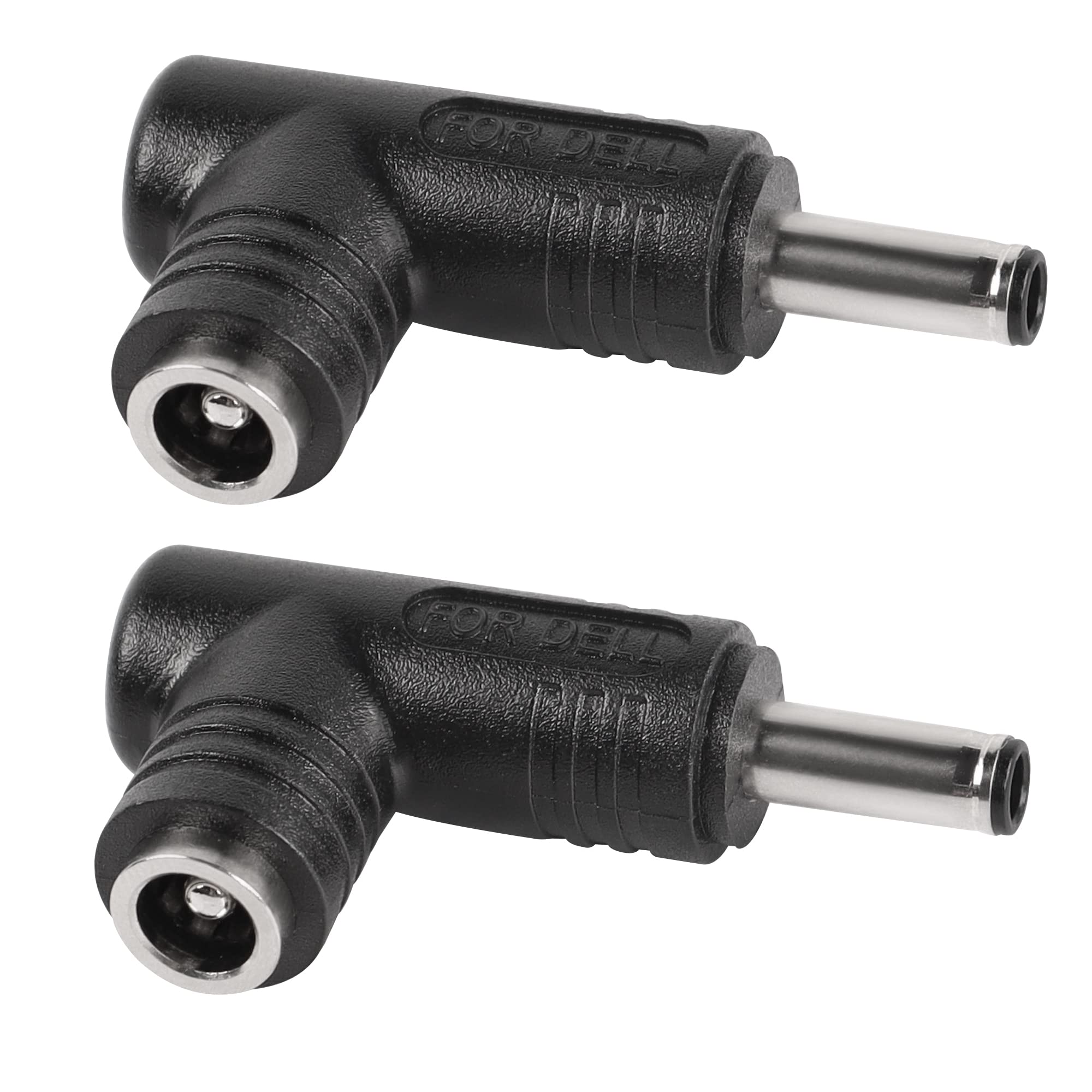QIANRENON 240W 90 Degree DC4.5mm x 3.0mm Laptop Adapter Tip, DC5.5 * 2.5 Female to DC4.5 * 3.0 Male Right Angle Connector, DC4530 with 0.6mm Center Pin, for Notebook Computer, 2 Pcs