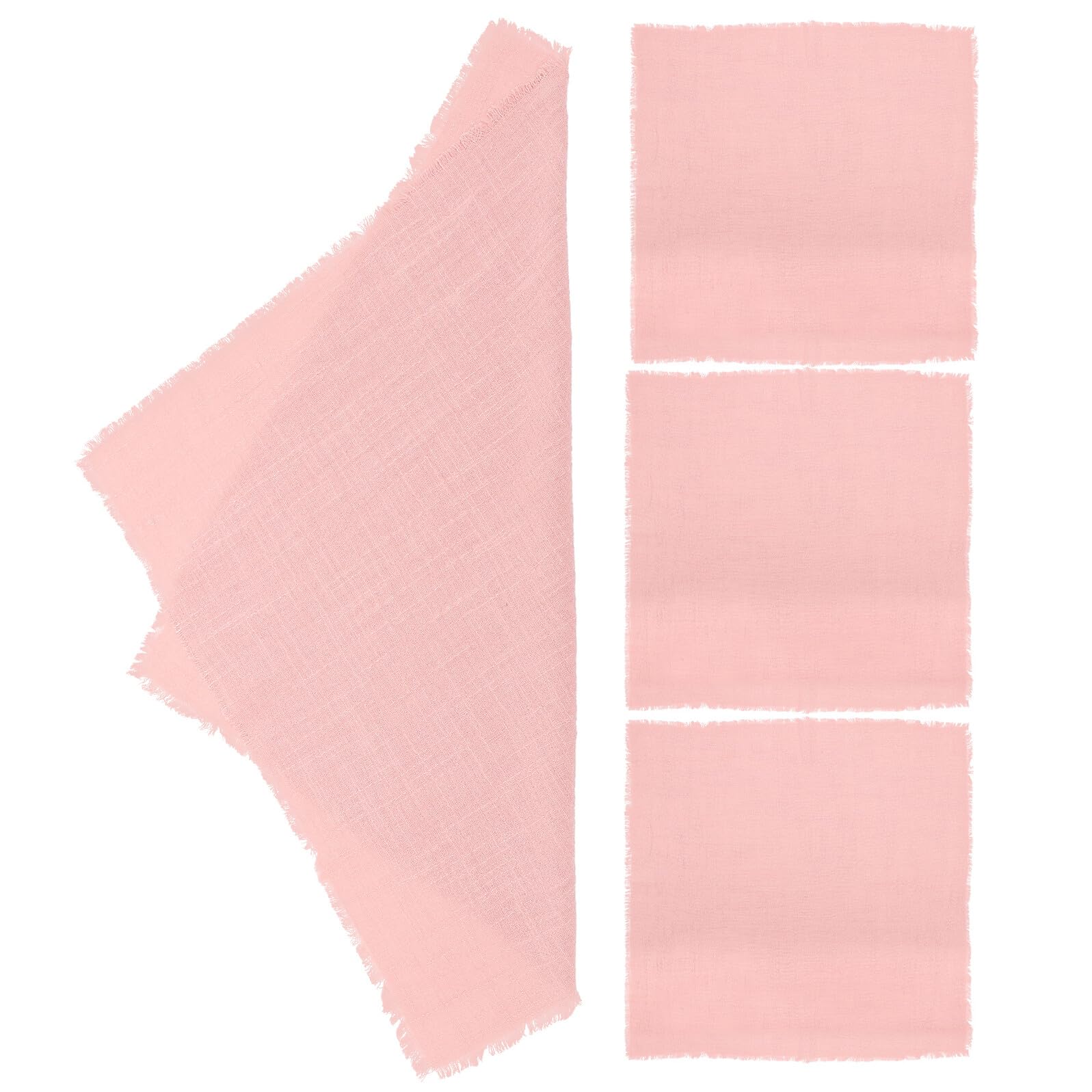 Servilletas de algodón y lino color rosa pastel, pack de 4 piezas elegantes y lavables