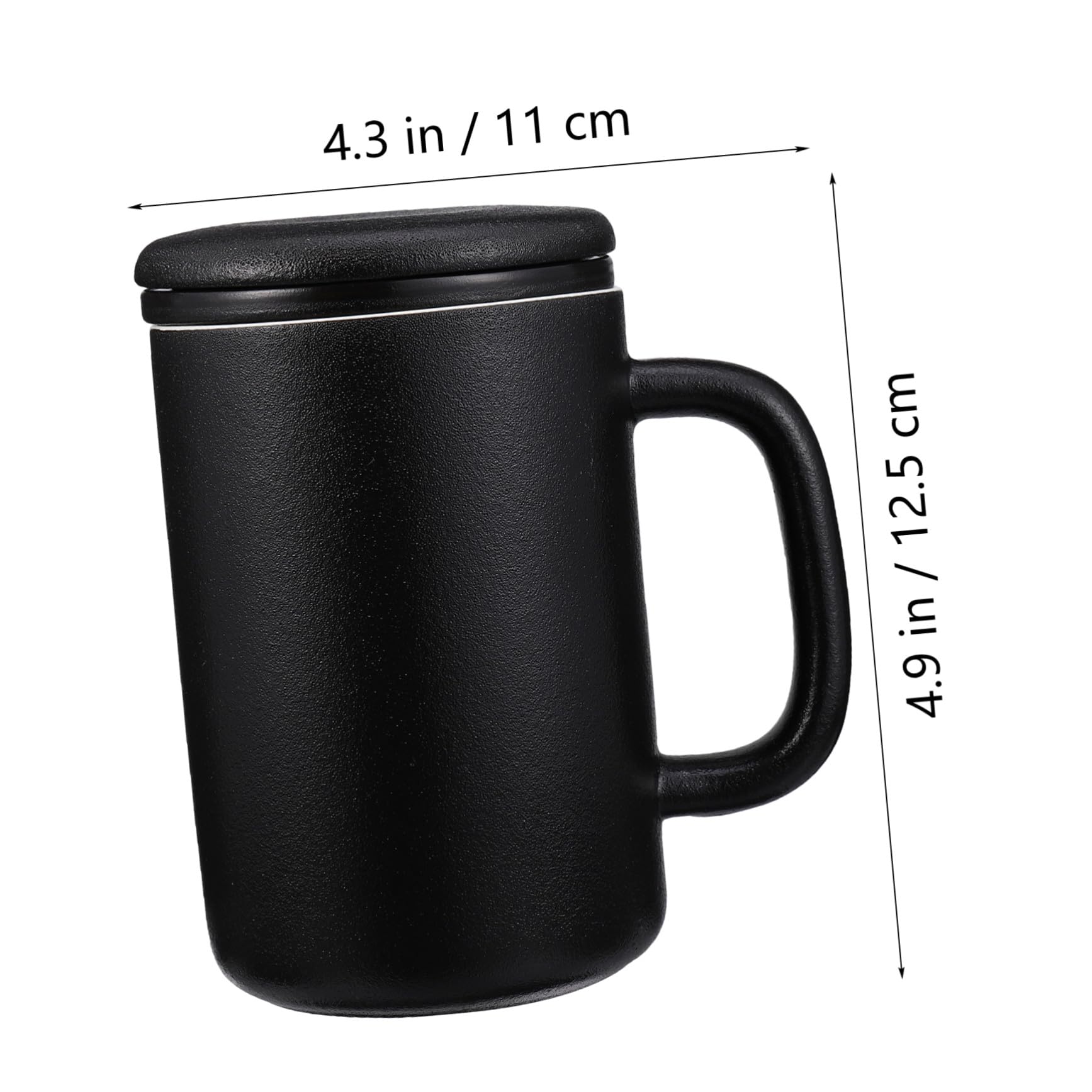 Keramik Teebecher 400ml mit Sieb und Deckel in Schwarz