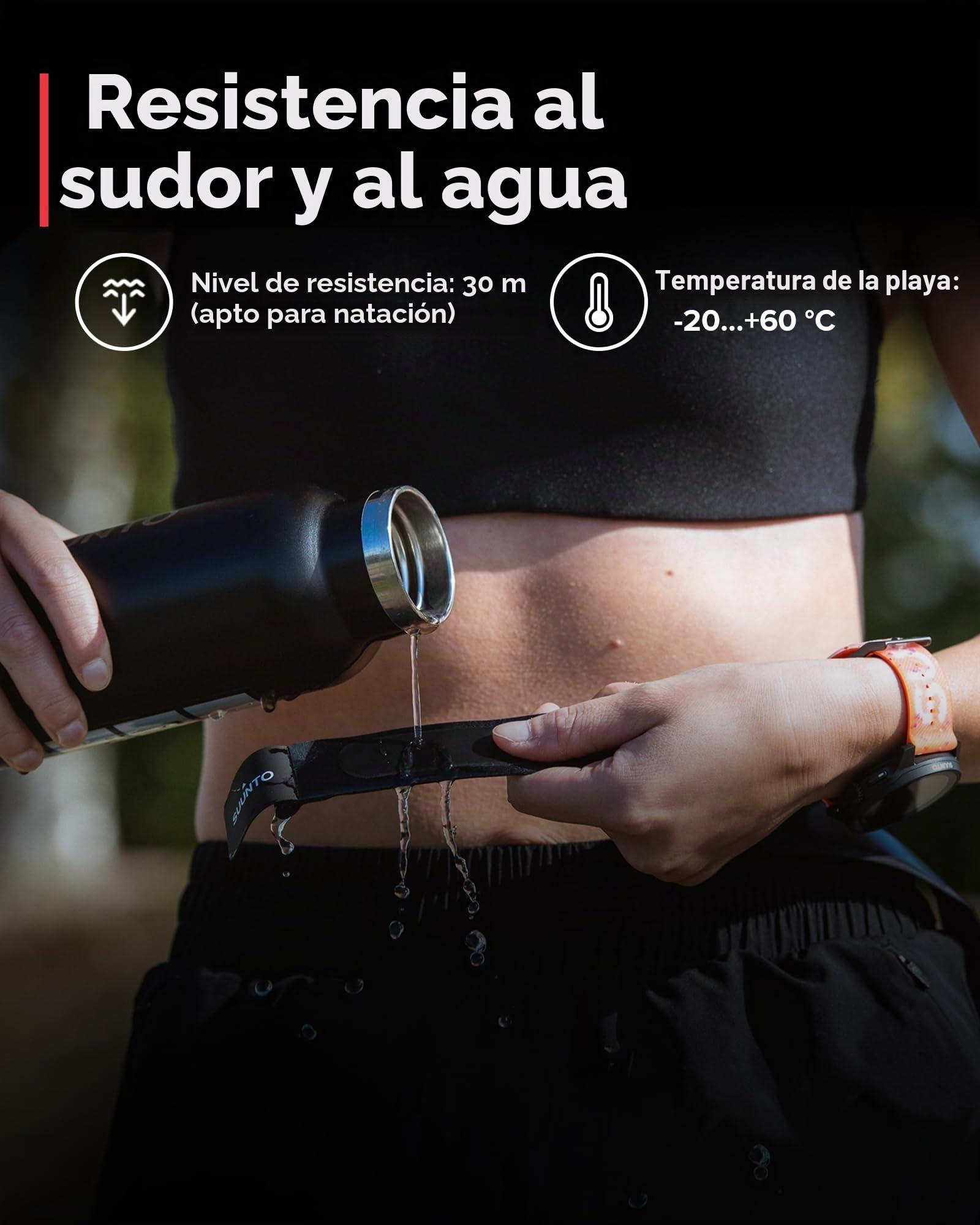 SUUNTO Cinturón Inteligente de frecuencia cardíaca: Seguimiento Superior de la frecuencia cardíaca, Ajuste cómodo, Negro