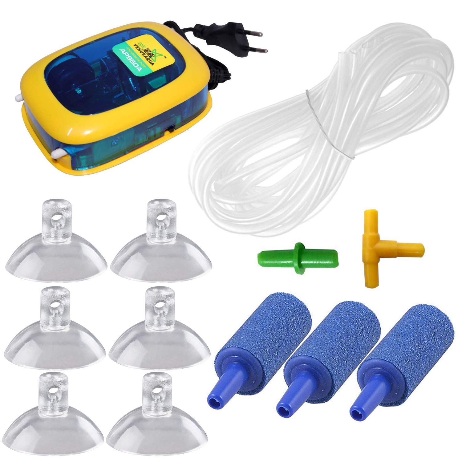 Venus Aqua 10 Feet Aquarium Air Tubing Air Pump Accessories with 3 Air Stones, 6 Suction Cups, 1 T-Connectors and 1 I-Connectors (AIR Pump VA950 Accessories) (B07R161155) Amazon Price History, Amazon Price Tracker