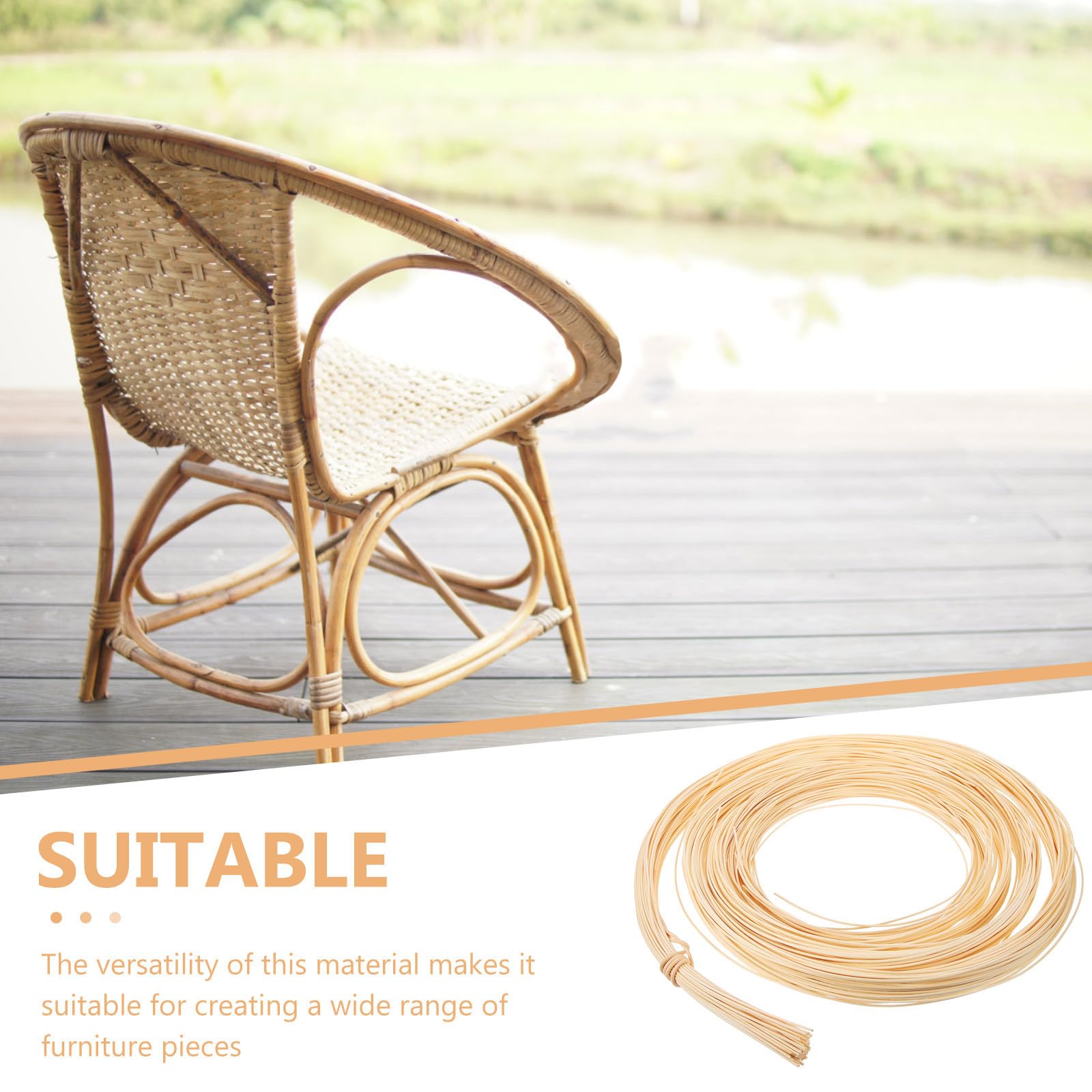 SOLUSTRE Rotolo per Intreccio Fai da Te di Materiale in Rattan Naturale Uso Versatile Adatto per Riparazione di Sedie e Cesti per Restauro Mobili e Artigianato