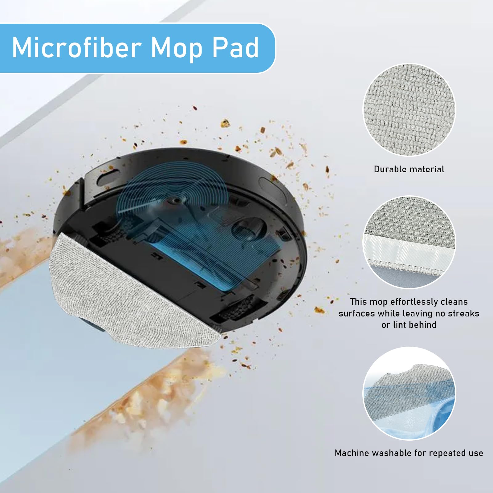 liveryde Ricambi Compatibili con 360 S8 / Botslab S8 Plus, Compatibile con EZVIZ RE4 / RE5 Plus Accessori, 1 Spazzola Principale, 4 Spazzole Laterali, 4 Filtri Hepa, 4 Panni Mop