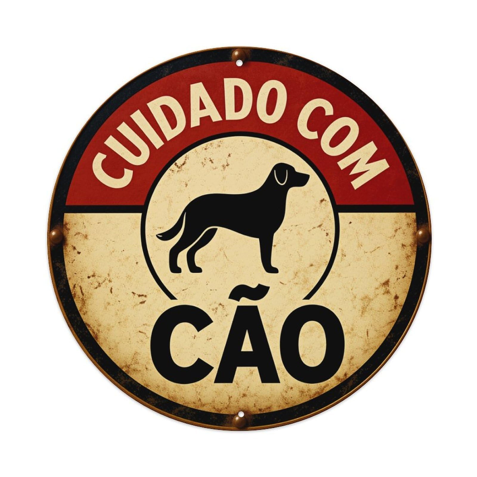 Beware Of Dog Sign Round Tin Sign Retro Metal Sign for Cafe Bar Pub Home Game Room Gym Club Wall Decoration Vintage Metal Poster 8x8 Inch