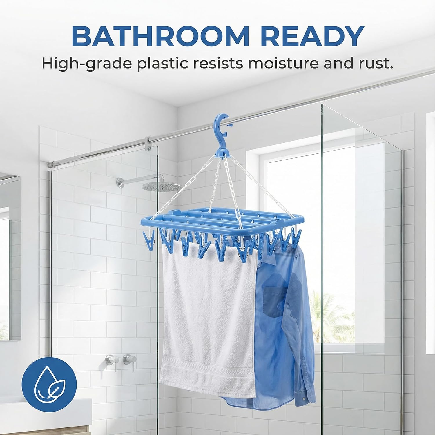 Luxshiny Foldable Clothes Drying Rack 32 Clip Hanger with High Elastic Clips Sock Drying Rack for Underwear Socks Bras Towels Indoor Laundry Storage 12.79 X 12.99 X 6.69 in