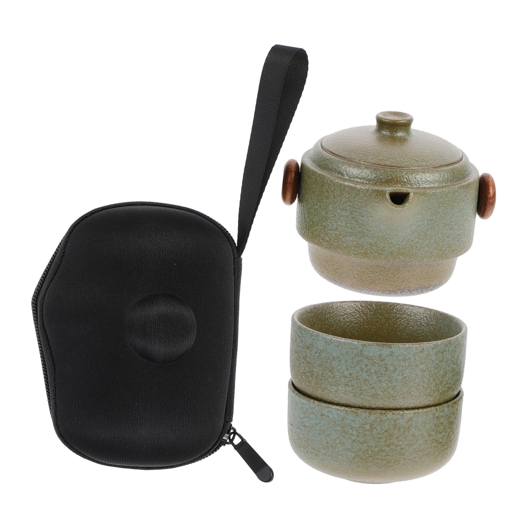 Juego de té portátil de cerámica verde: la solución compacta para tus viajes