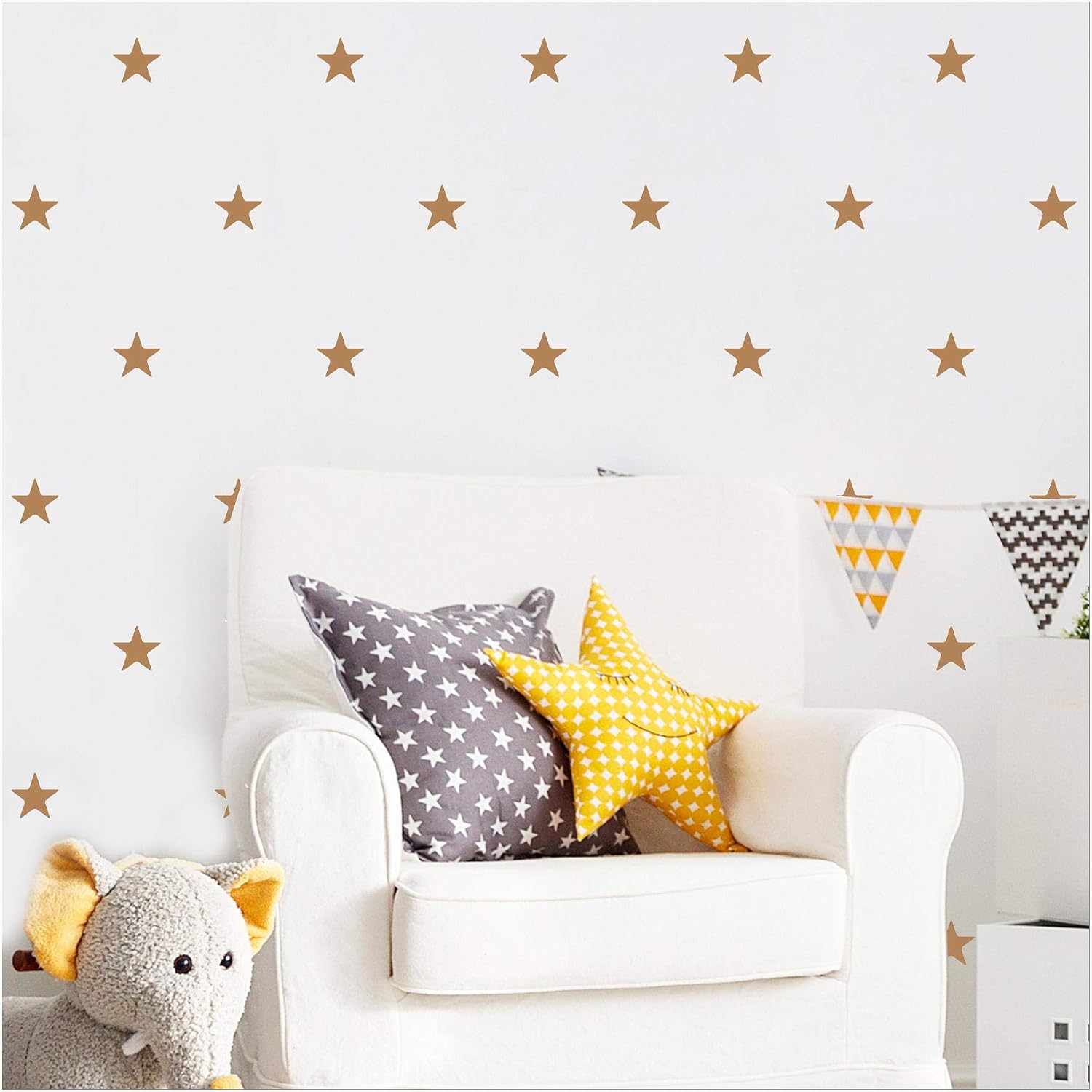 Stars vinyl wall pattern sticker decals (3 set of 48, Metallic Gold)