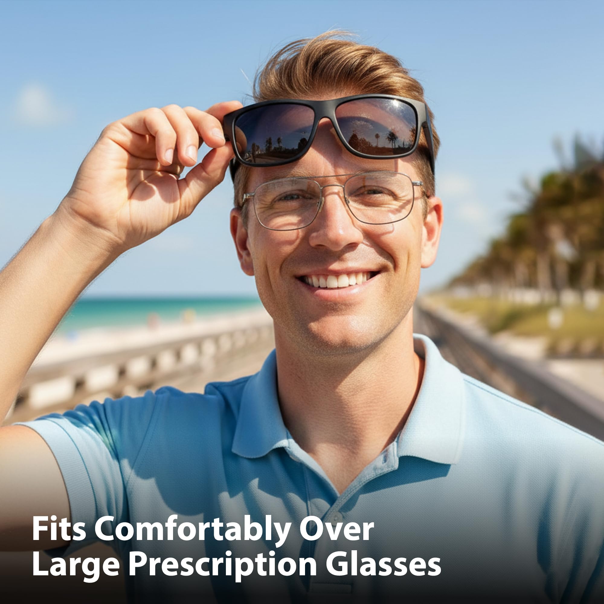 BLUE CUT Encajar Sobre Gafas De Sol Polarizadas Clip De Conducción En Gafas De Sol Para Usar Sobre Gafas Graduadas unisex-adulto