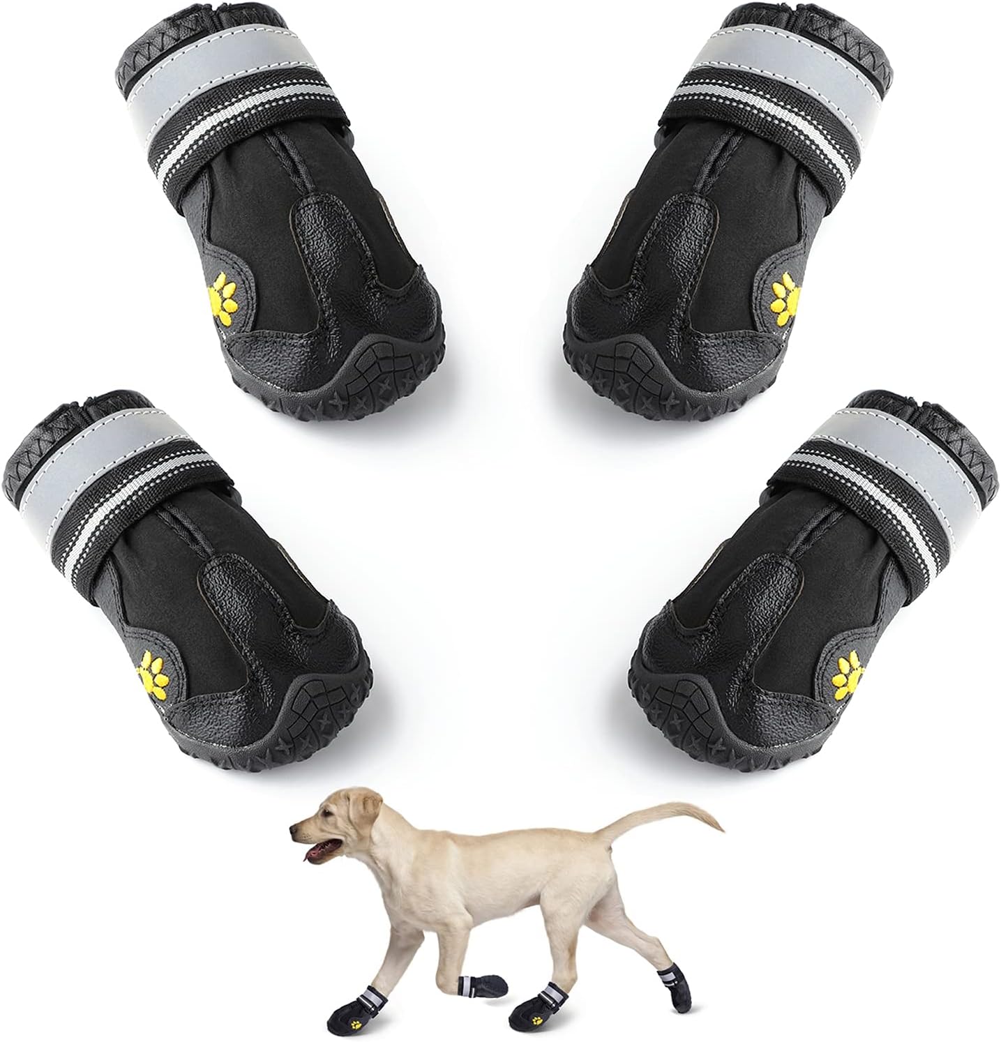 WOWLAND Dog Boots Dog Shoes Dog Paw Protection Waterproof Dog Booties with Adjustable Reflective Straps, Rugged Anti-Slip Sole for Dogs…
