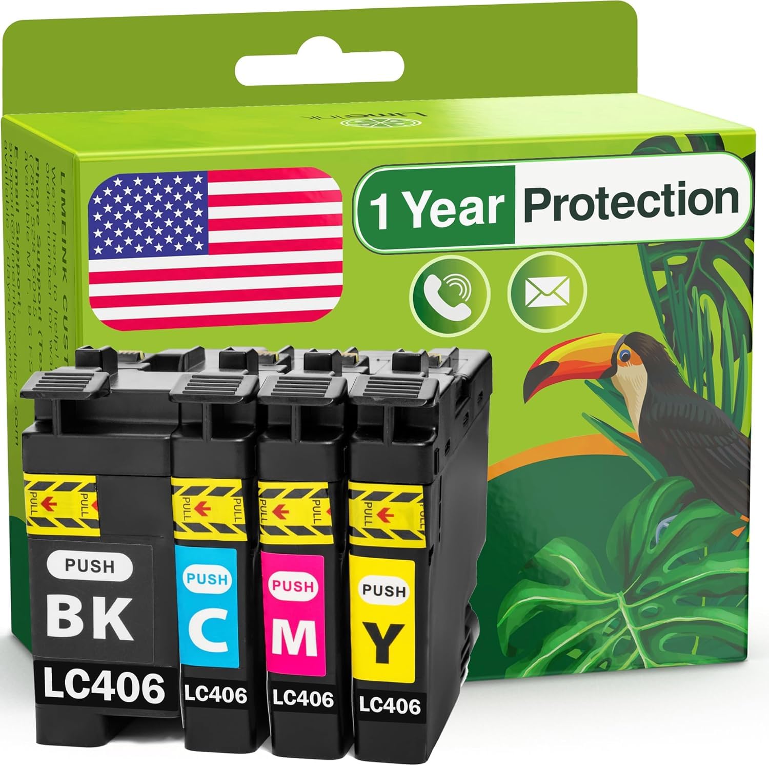 Limeink Compatible Ink Cartridge Replacement for Brother LC406 Ink Cartridges for Brother MFC-J4335DW Cartridges LC406XL LC 406 for Printer J4535DW J5855DW 4 Pack BK/C/M/Y