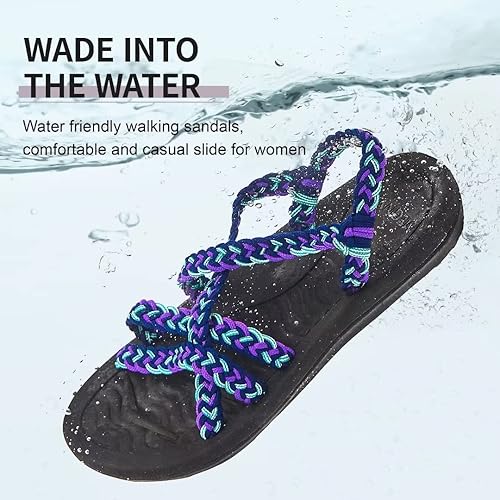 Miniatura 8 de MEGNYA Sandalias para mujer, cómodas, planas, con soporte de arco, impermeables, para caminar, senderismo, viajes, bodas, playas y lugares con agua