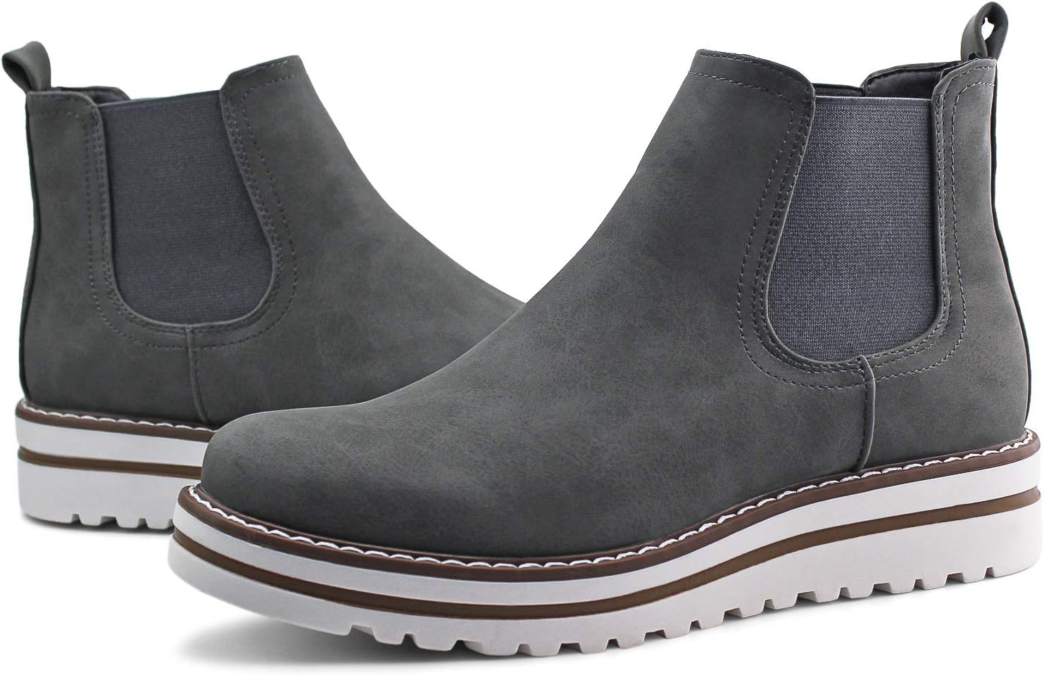JABASIC Womens Chelsea Elastic Ankle Boots Waterproof Flat Boots