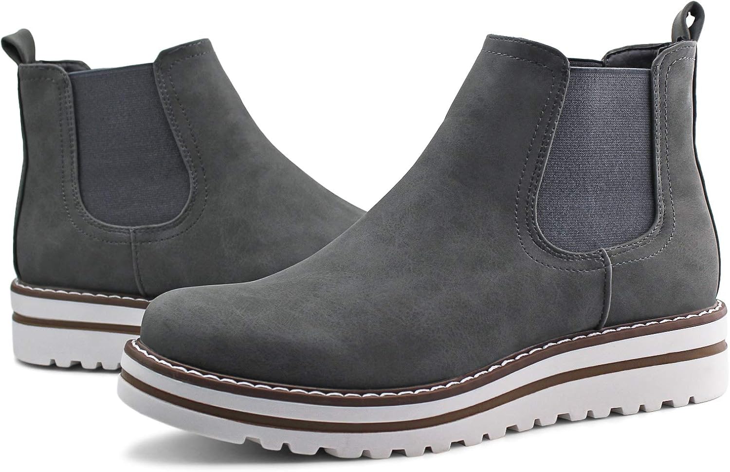 gray flat ankle boots