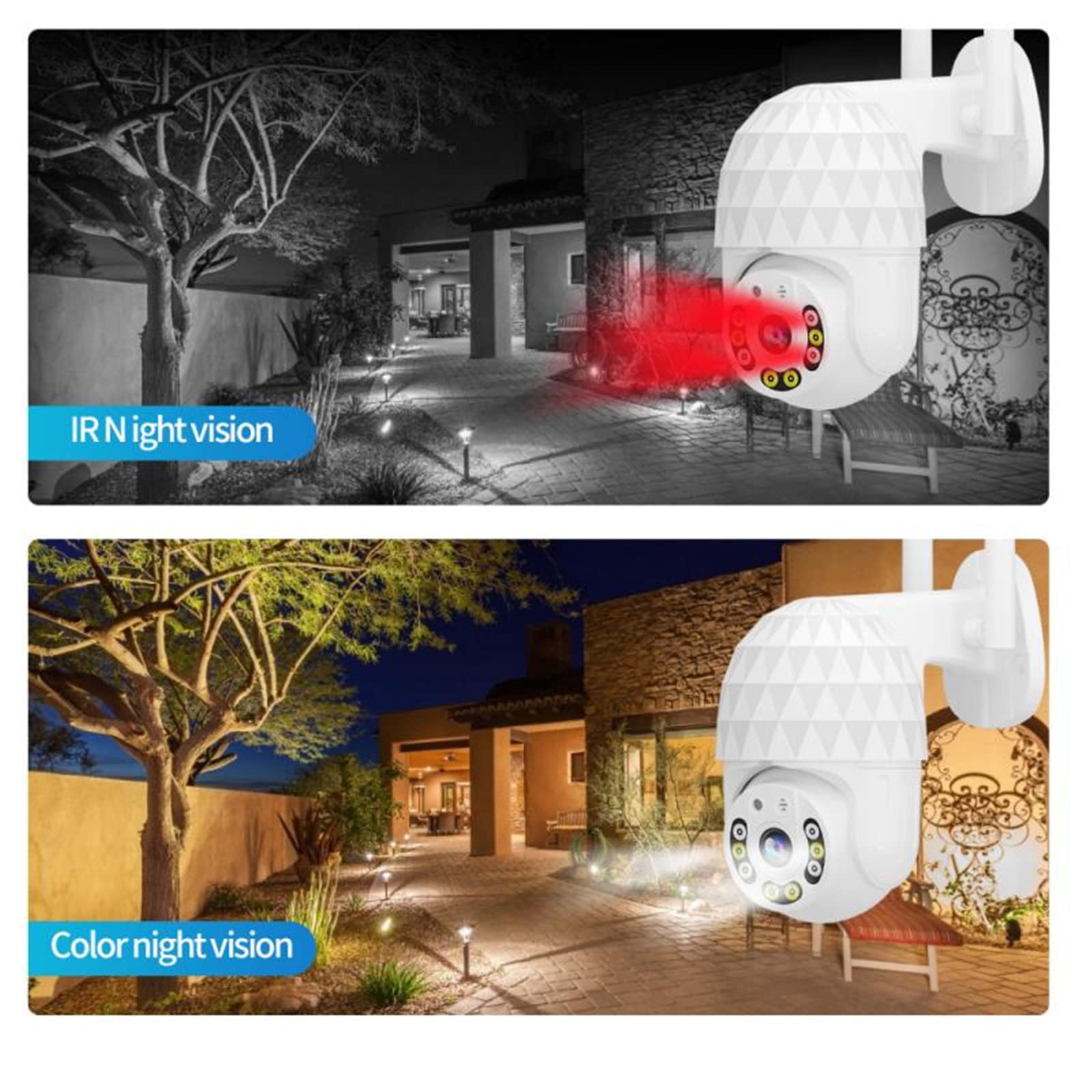 Caméra de sécurité Outdoor, 8 LED IP Caméra IP 2MP WIFI Vidéo Surveillance Vidéo Caméra de sécurité Vidéo Outdoor CCTV sans fil 1080p Détection de mouvement P2P