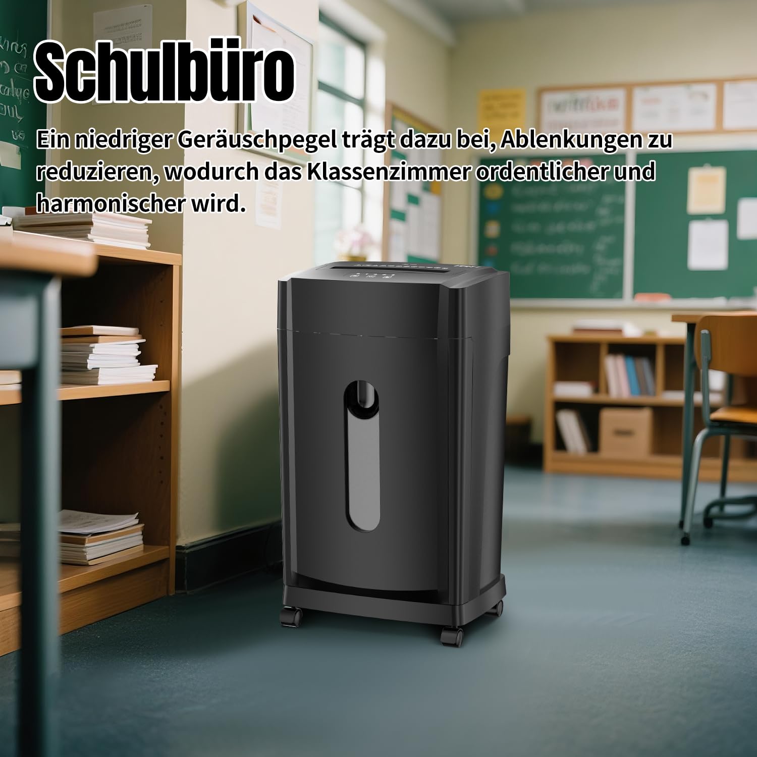 KRT Distruggidocumenti professionale – Basso rumore 38 dB – 30 min – Microtaglio P-5 – 8 fogli/1 CD – Pattumiera rimovibile da 30 litri – Anti-inceppamento – Rotoli – Per ufficio/casa