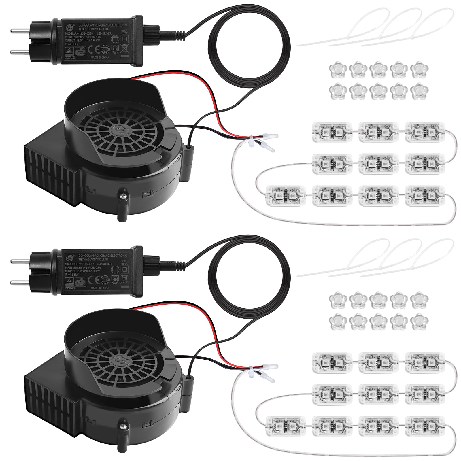 Ersatz Luftgebläse 2,5 A für aufblasbare Gegenstände mit Adapter und LED-Leuchten